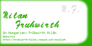 milan fruhwirth business card