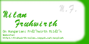 milan fruhwirth business card